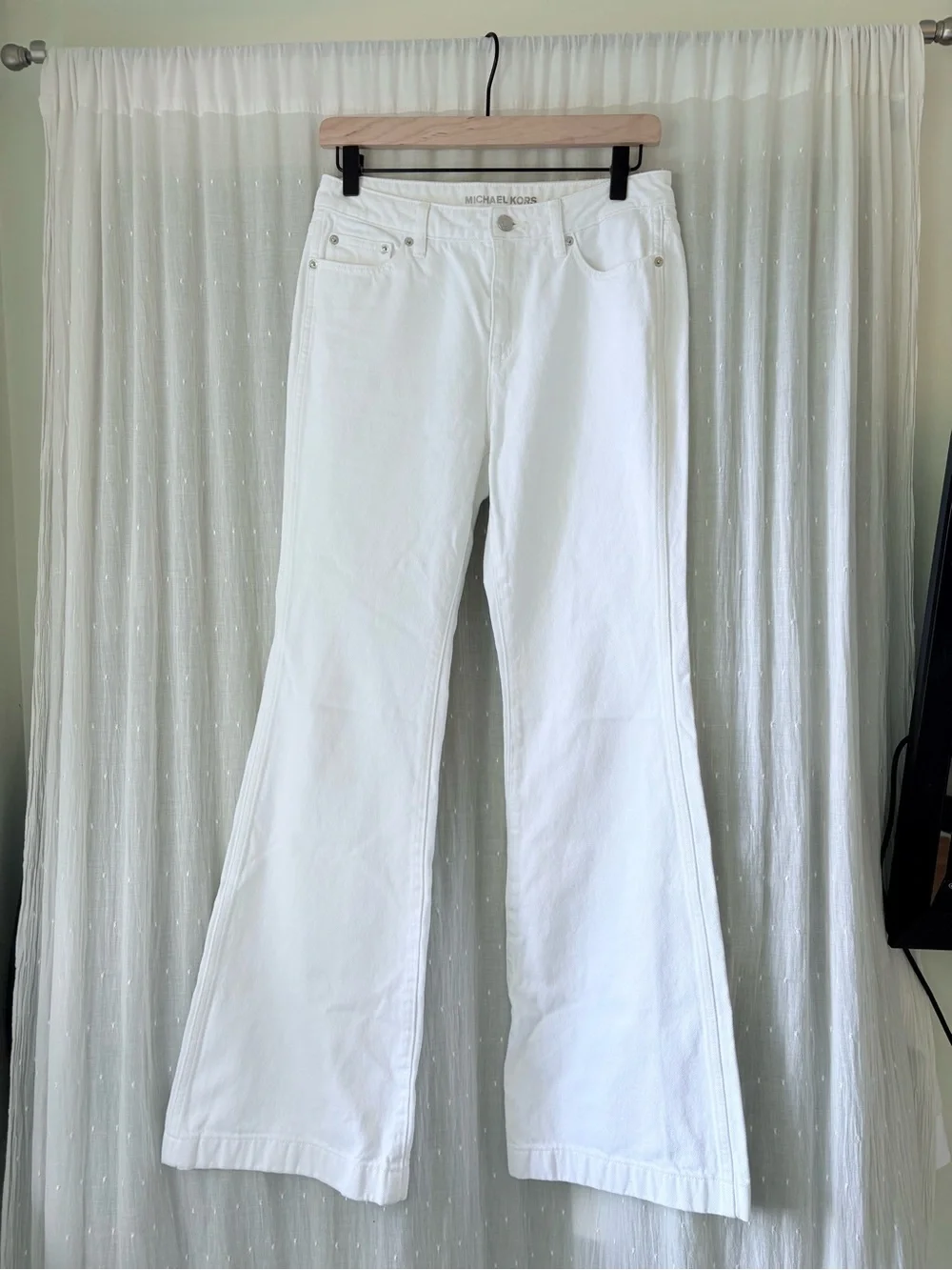 Michael Kors White Flared Wide-Leg Jeans